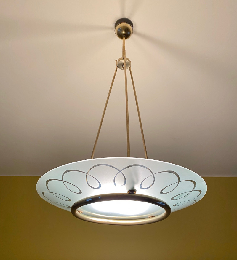 Midcentury Continental Round Ceiling Light 