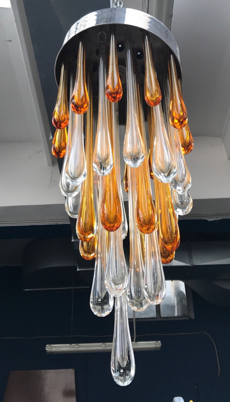 1960s -Gocce-  Ceiling Light by in Murano Glass by Ludovico Diaz de Santillana 