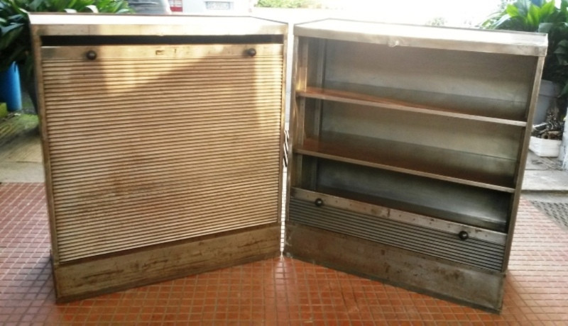 1940's Pair of French industrial rooltop cabinet