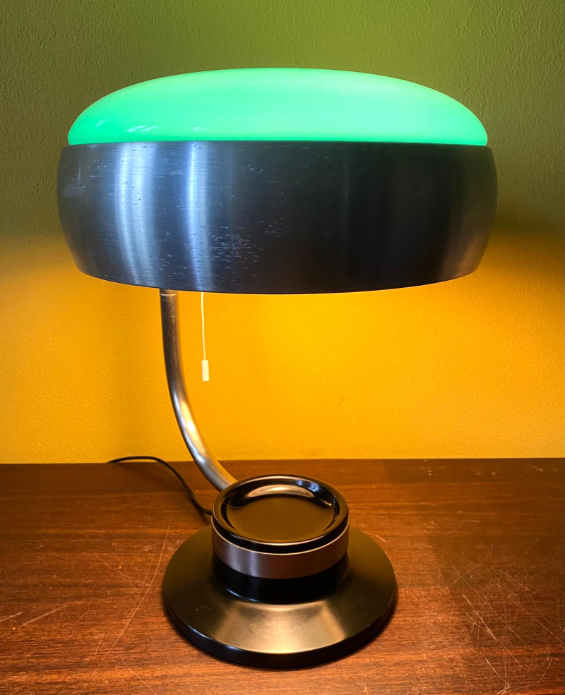 OSCAR TORLASCO "Mod 729" Table Lamp with Green Glass