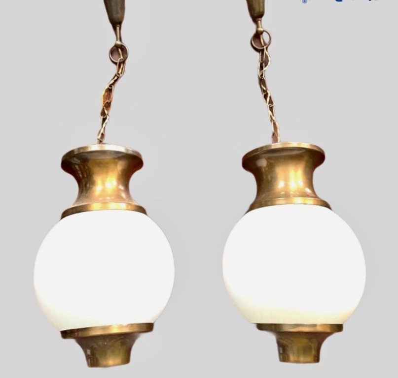 1950s Pair of Italian Lanterns attr. Lumen