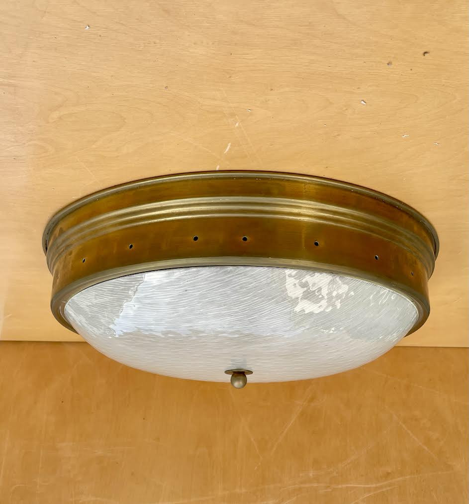 1950s Large 1950s Flush Mount in the Style of Fontana Arte 