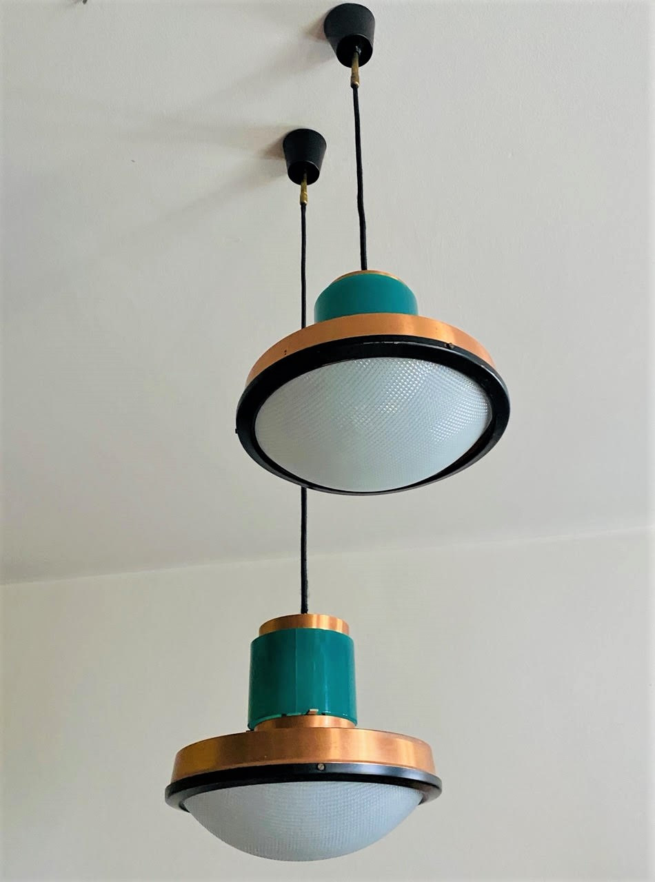 Late 1950S PAIR OF STILNOVO PENDANTS /FLUSH MOUNTS 