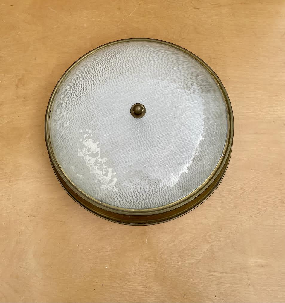 1950s Large 1950s Flush Mount in the Style of Fontana Arte 